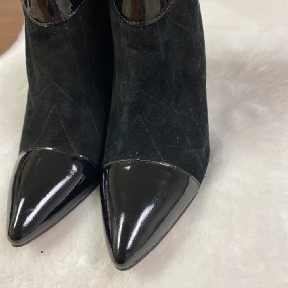 Franco Sarto‎ LAUGH Bootie Suede & Patent Leather Heels, size 8.5